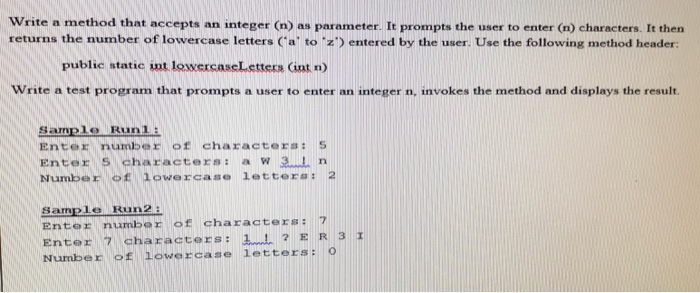 Solved Write a method that accepts an integer (n) as | Chegg.com