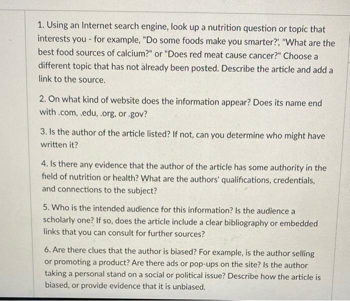 Solved 1. Using an Internet search engine, look up a | Chegg.com