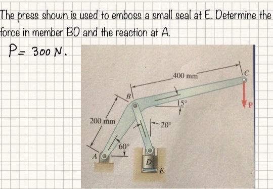 Solved The Press Shown Is Used To Emboss A Small Seal At E. | Chegg.com