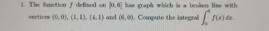 Solved 1. The function f defined on (0,6] has graph which is | Chegg.com