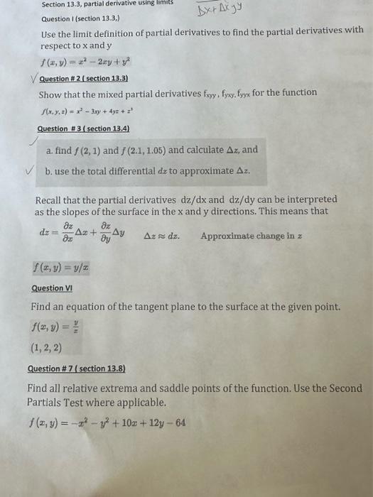 Solved Section 13.3, partial derivative using limits | Chegg.com