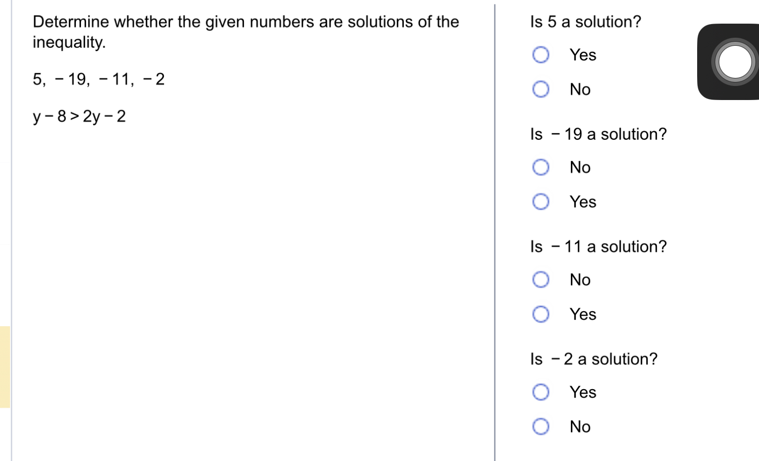 Solved Determine whether the given numbers are solutions of
