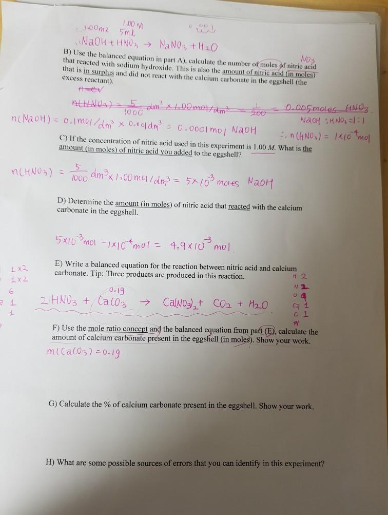 Experiment on the calcium carbonate content in