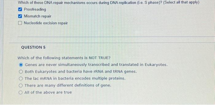 Solved Which of these DNA repair mechanisms occurs during | Chegg.com