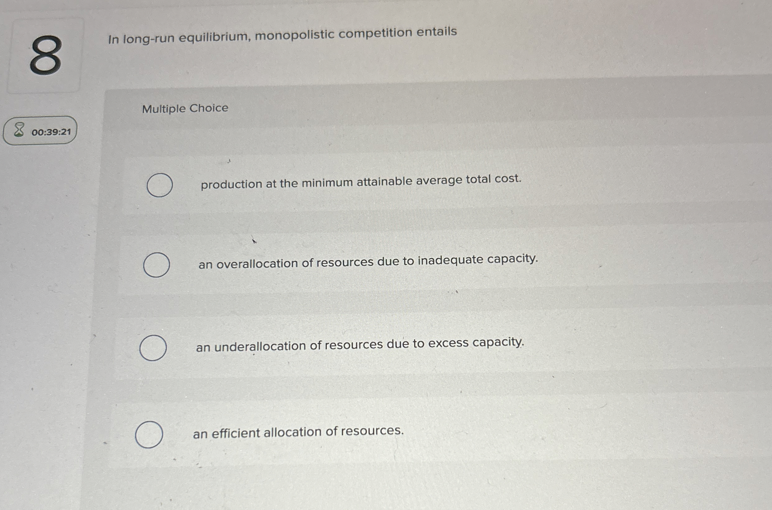 Solved 8In long-run equilibrium, monopolistic competition | Chegg.com
