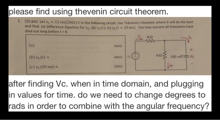 Solved please find using thevenin circuit theorem. 1. (10 | Chegg.com
