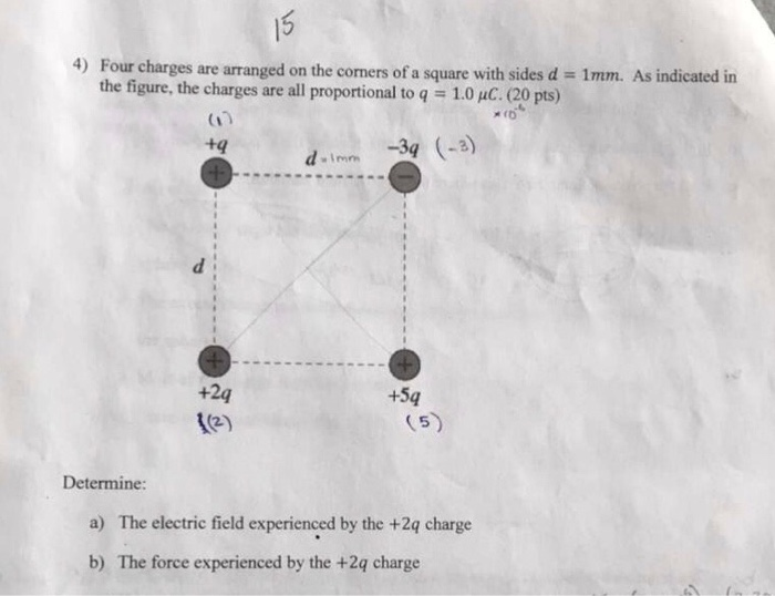 Solved 4) Four Charges Are Arranged On The Corners Of A | Chegg.com