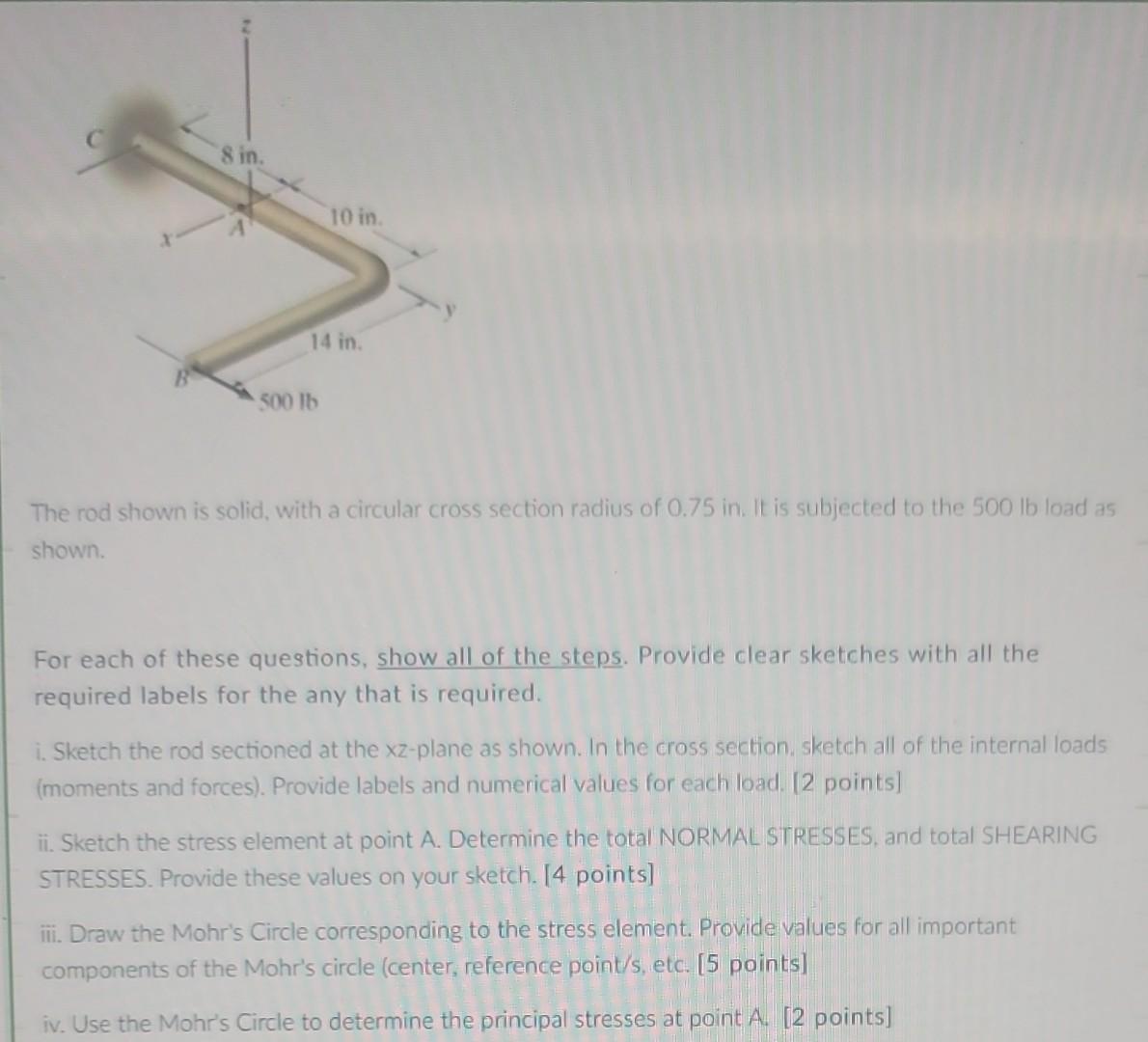 Solved The rod shown is solid, with a circular cross section | Chegg.com