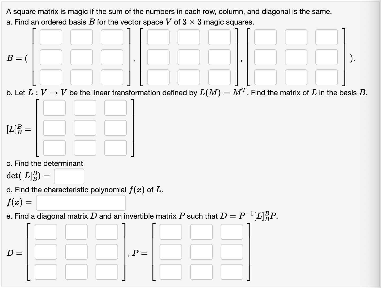 Solved A square matrix is magic if the sum of the numbers in | Chegg.com