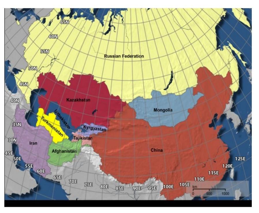 latitude and longitude map of asia