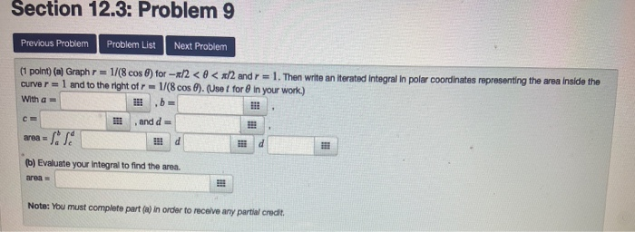 Solved Section 12.3: Problem 9 Previous Problem Problem List | Chegg.com