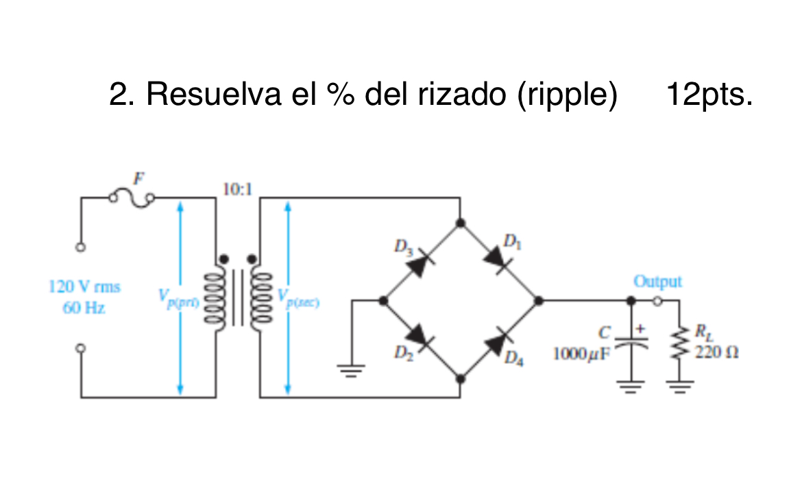 Solved Resuelva el % ﻿del rizado (ripple)12 ﻿pts. | Chegg.com