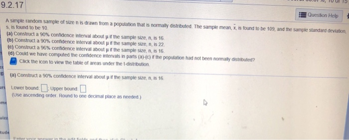 Solved 2.2.17 Question Help A simple random sample of size n | Chegg.com