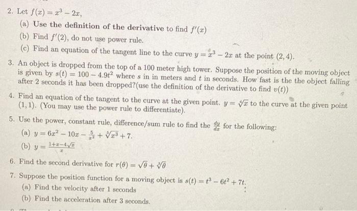 Solved 2 Let F X X3−2x A Use The Definition Of The