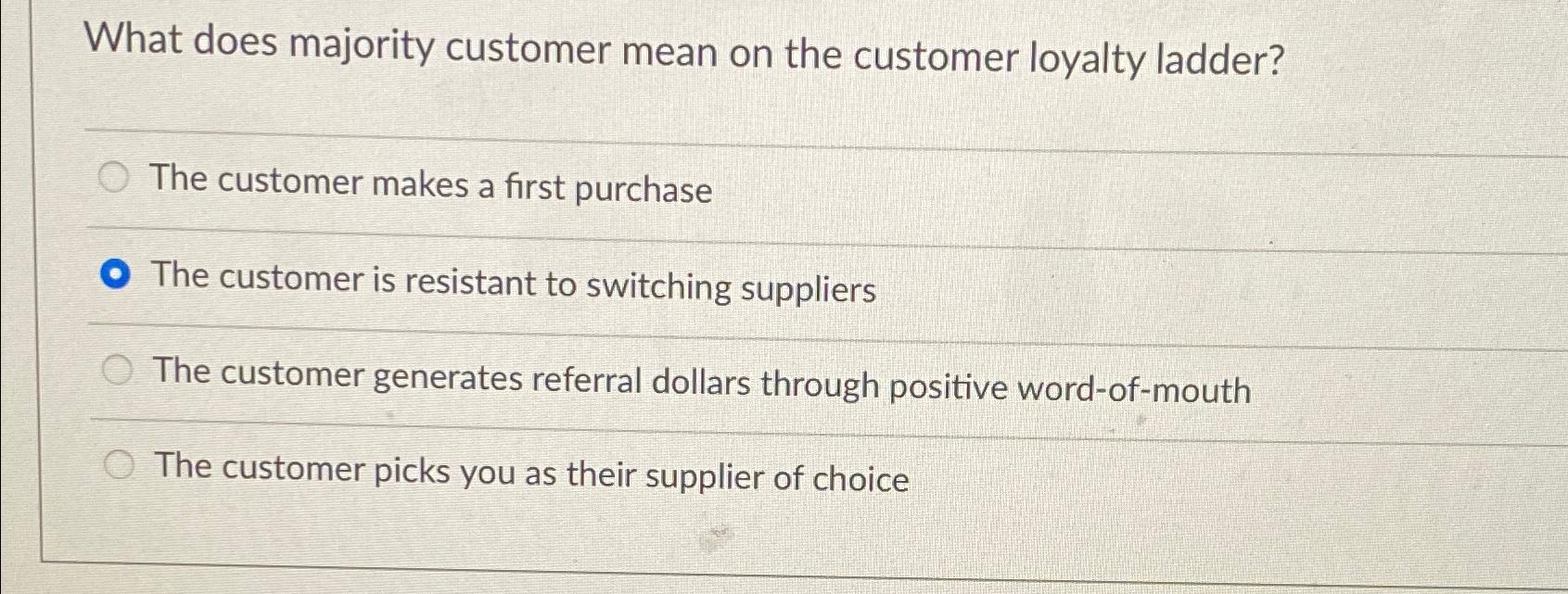 Solved What does majority customer mean on the customer