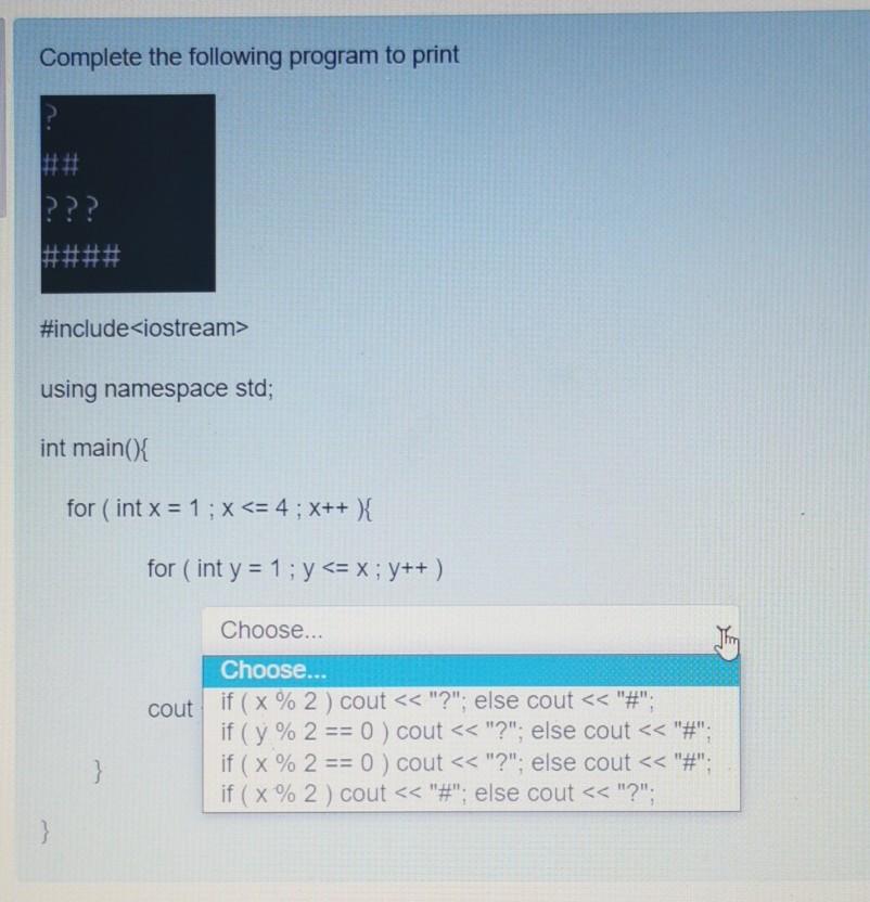 Solved Complete the following program to print #include | Chegg.com