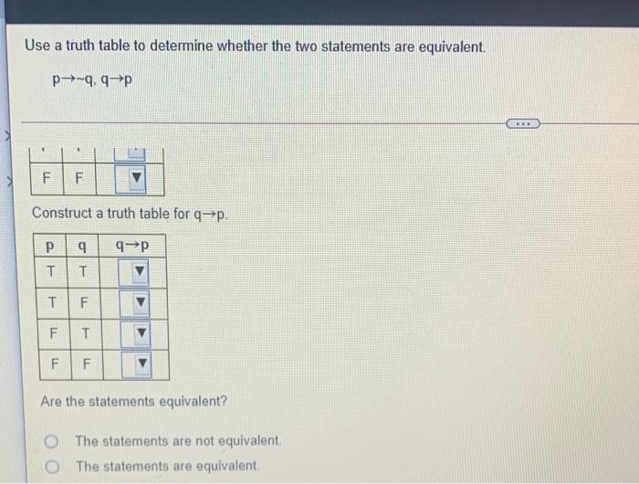 Solved Use a truth table to determine whether the two | Chegg.com