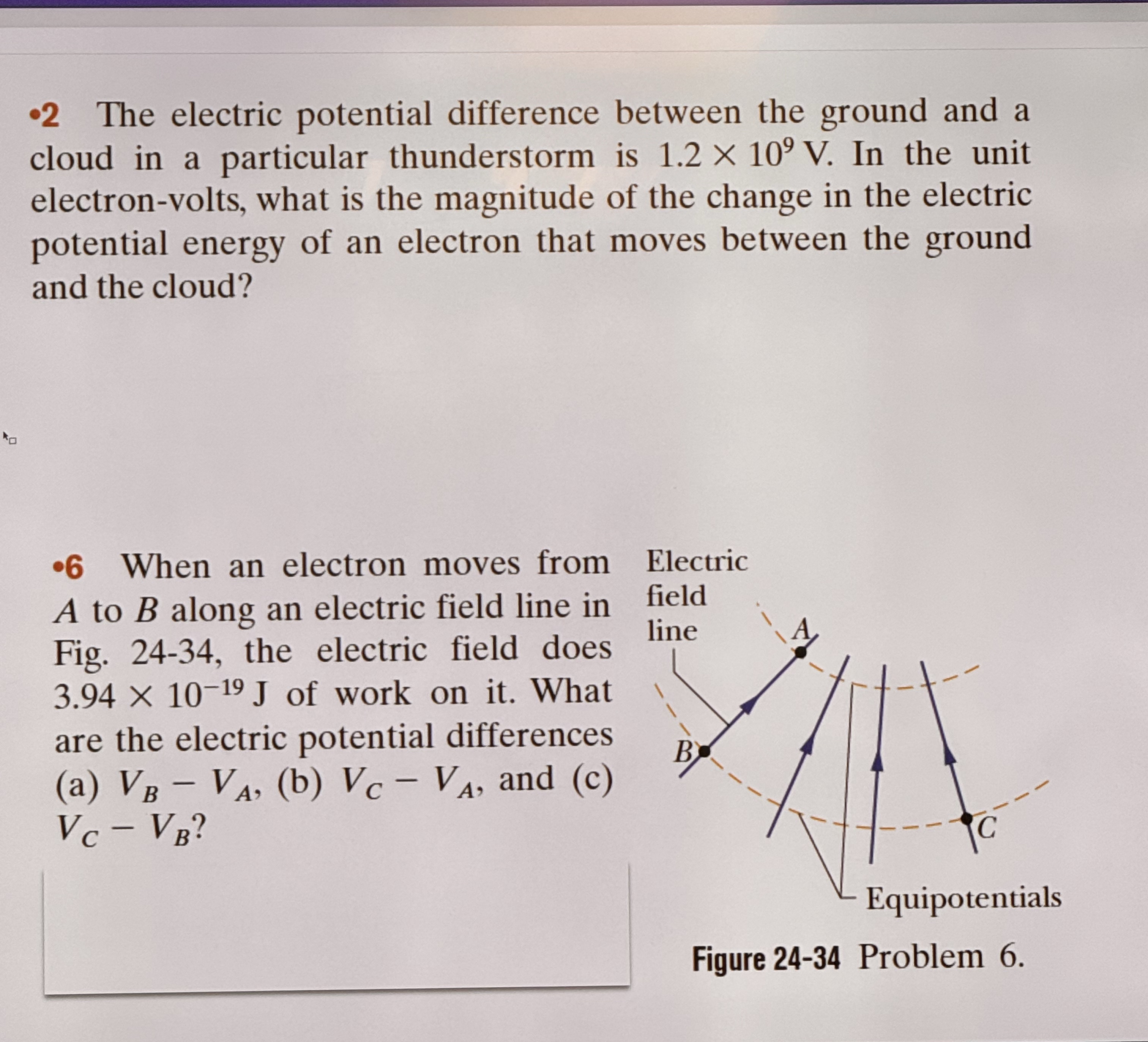 Solved -2 ﻿The electric potential difference between the | Chegg.com