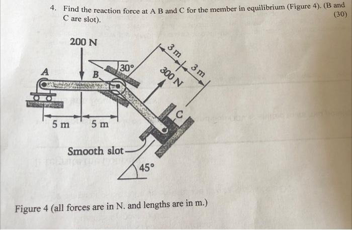 Solved 4. Find the reaction force at A B and C for the | Chegg.com