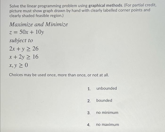 Solved Solve the linear programming problem using graphical | Chegg.com