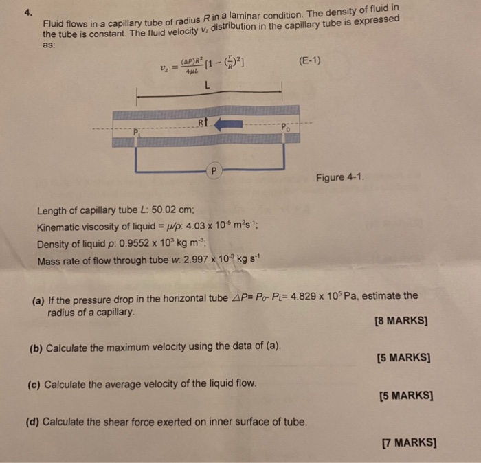 Solved Fluid flows in a capillary tube of radius R in a | Chegg.com
