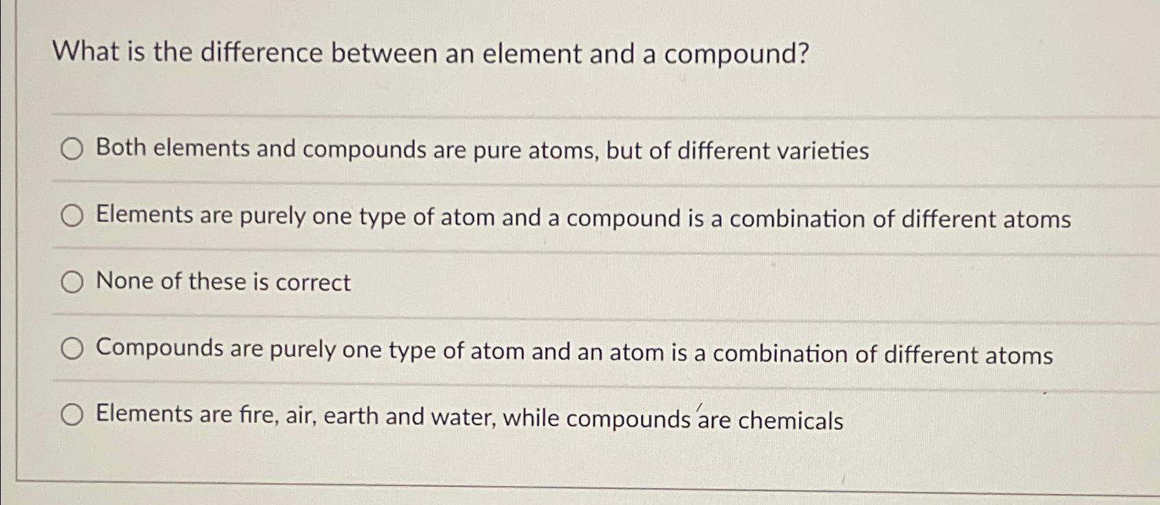 Difference Between Element and Compound