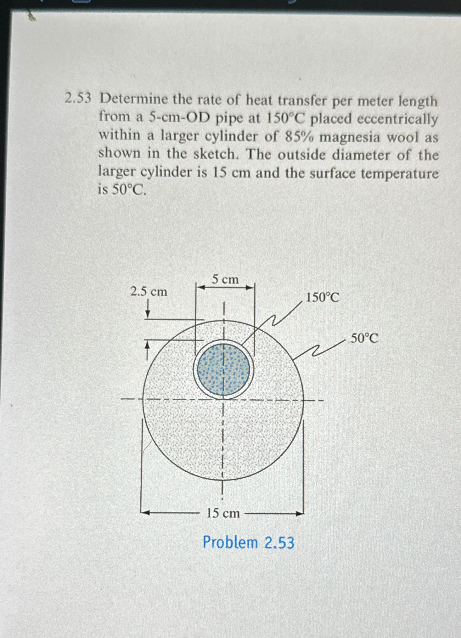 Solved 2.53 ﻿Determine the rate of heat transfer per meter | Chegg.com