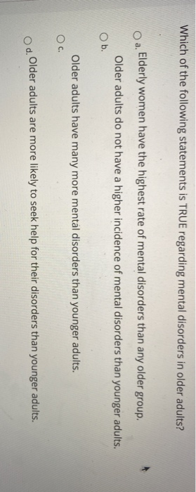 Solved Which of the following statements is TRUE regarding | Chegg.com