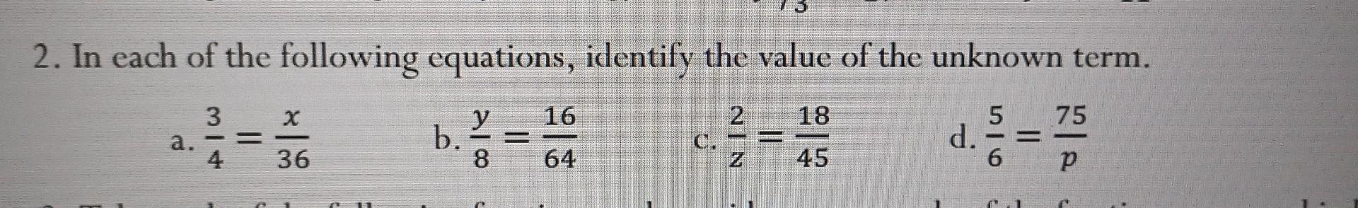 Solved 2. In each of the following equations, identify the | Chegg.com