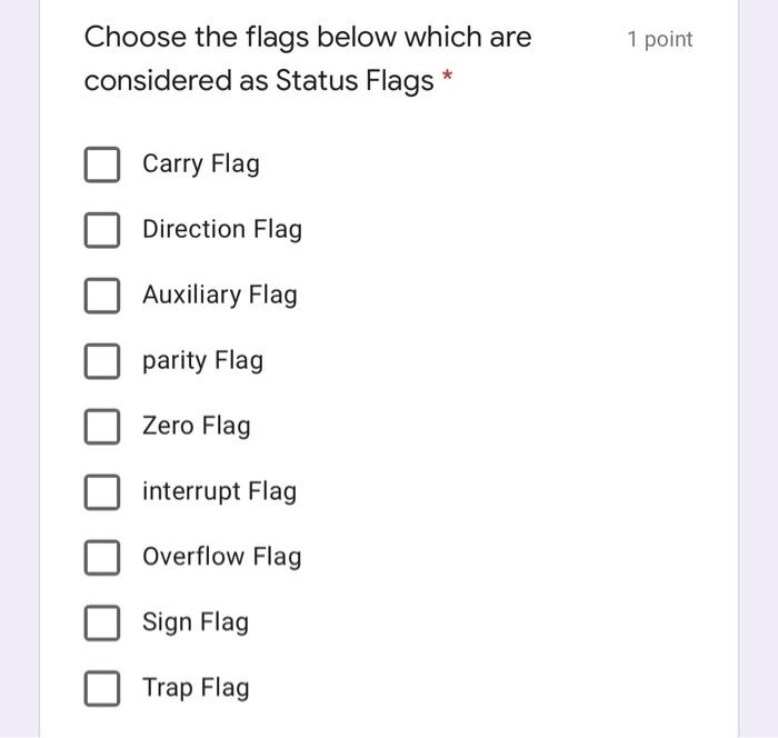 Solved 1 point Choose the flags below which are considered