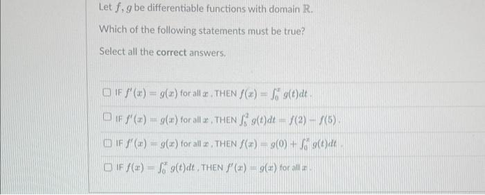 Solved Let F G Be Differentiable Functions With Domain R