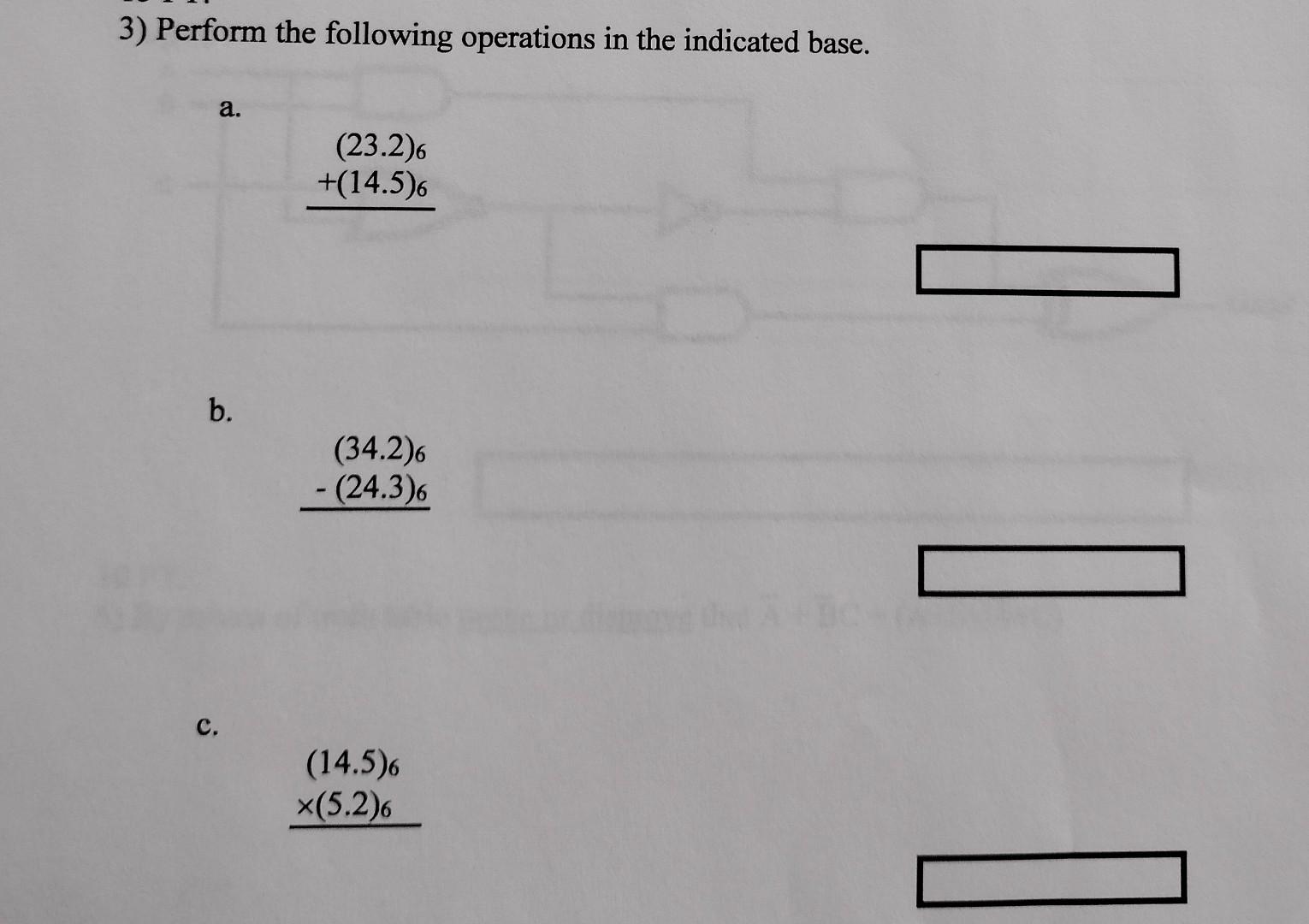 Solved 3) Perform the following operations in the indicated | Chegg.com