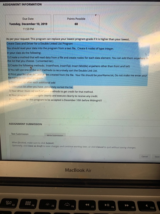 Solved INEORMATION ASSIGNMENT INFORMATION Points Possible | Chegg.com