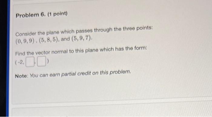 Solved Consider the plane which passes through the three | Chegg.com