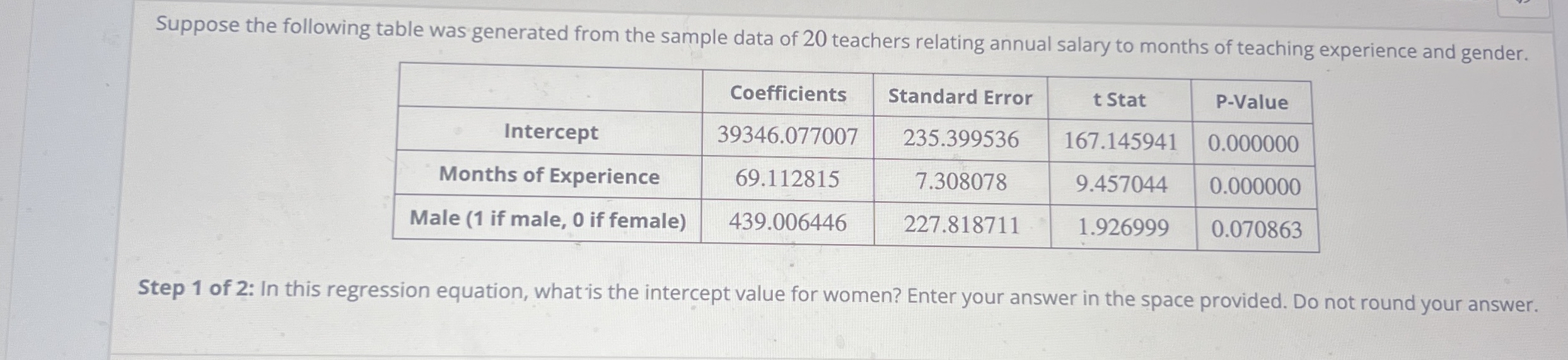 Solved Suppose the following table was generated from the | Chegg.com