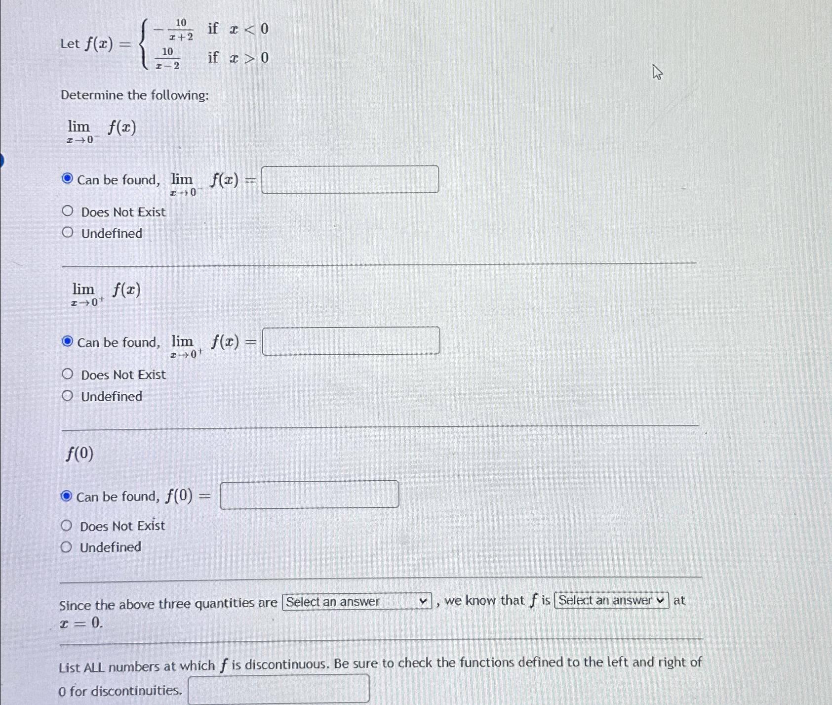 Solved Let F X { 10x 2 If X 0determine The