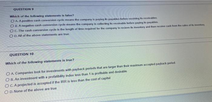 Solved QUESTION 16 Which Of The Following Statements Is Chegg