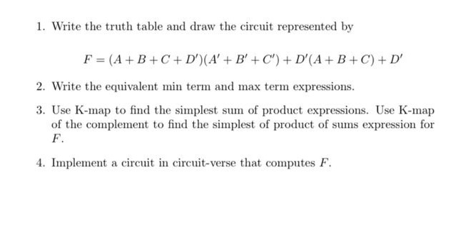 Solved Write the truth table and draw the circuit | Chegg.com