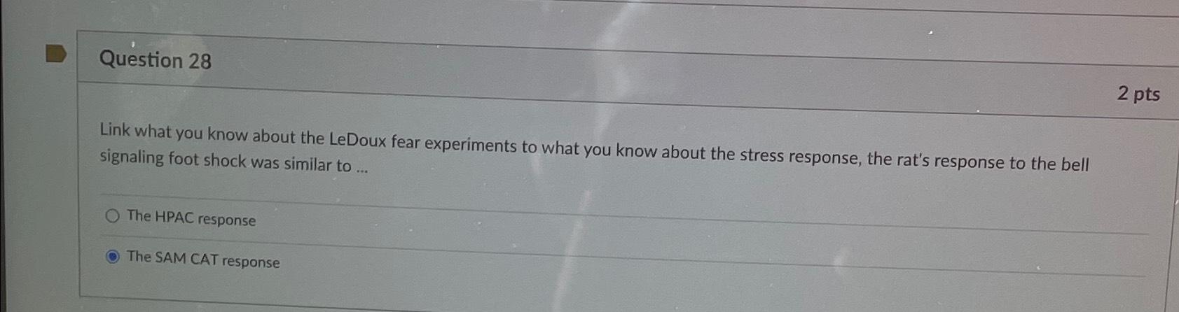 Solved Question 282 ﻿ptsLink what you know about the LeDoux | Chegg.com