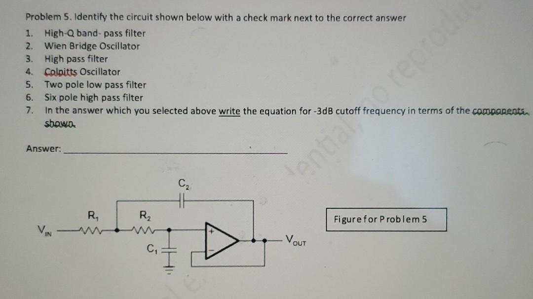 Solved Problem 5. Identify the circuit shown below with a | Chegg.com