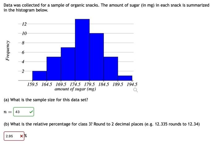 Solved Data was collected for a sample of organic snacks. | Chegg.com