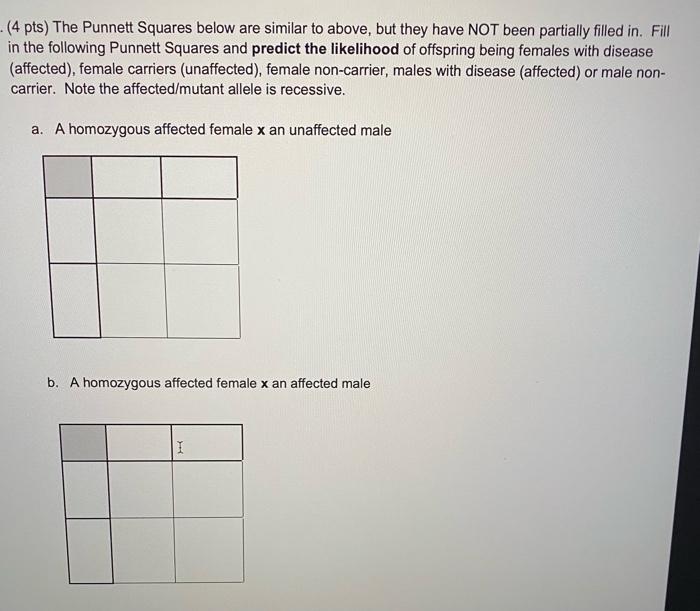 Solved - (4 Pts) The Punnett Squares Below Are Similar To | Chegg.com