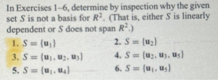 Solved In Exercises 1-6, determine by inspection why the | Chegg.com