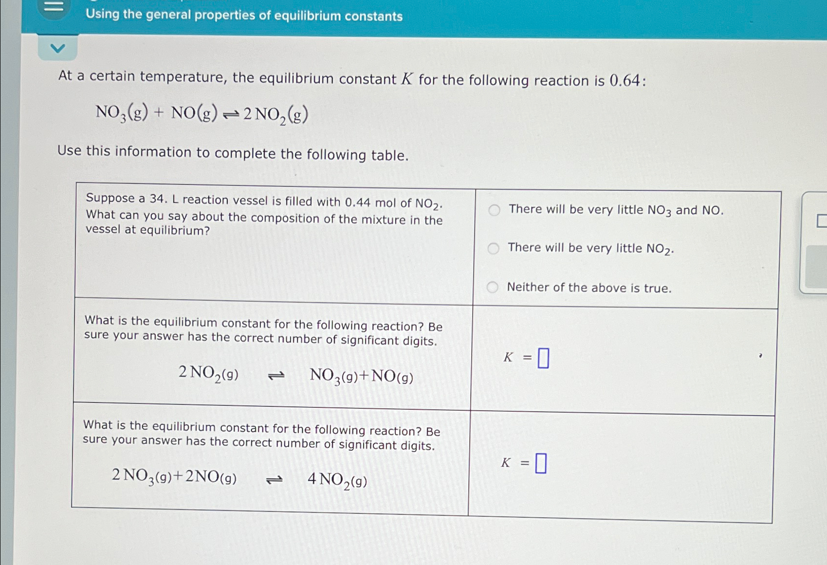 Solved Using the general properties of equilibrium | Chegg.com