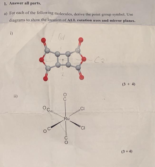 1. Answer all parts. a) For each of the following | Chegg.com