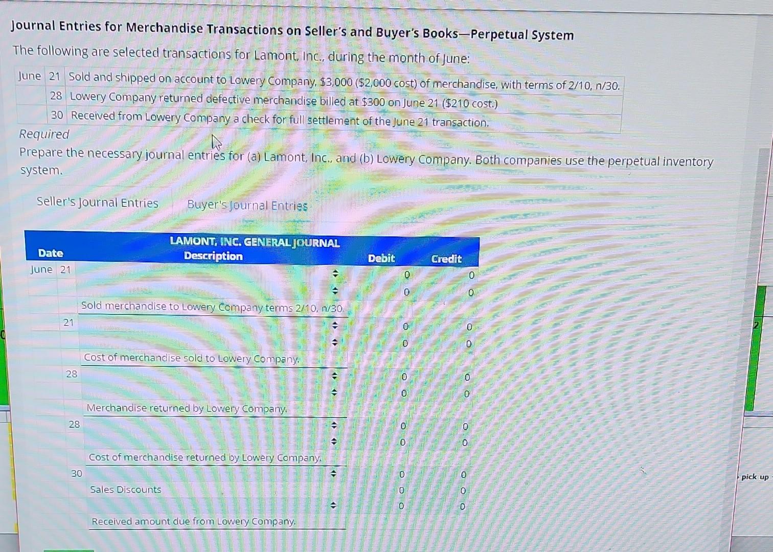 Solved Journal Entries for Merchandise Transactions on