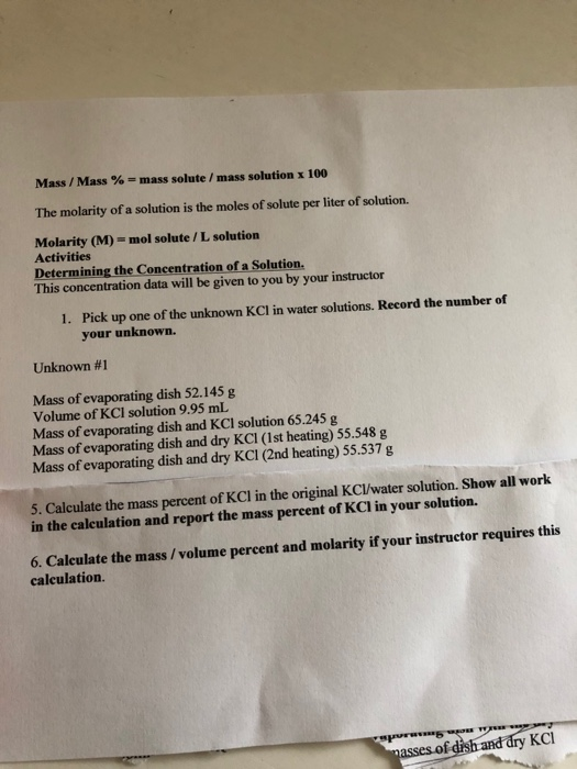 how to find the mass of an element in a solution