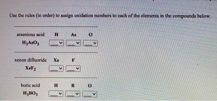 Solved Assigning Oxidation Numbers Use these rules in order. | Chegg.com
