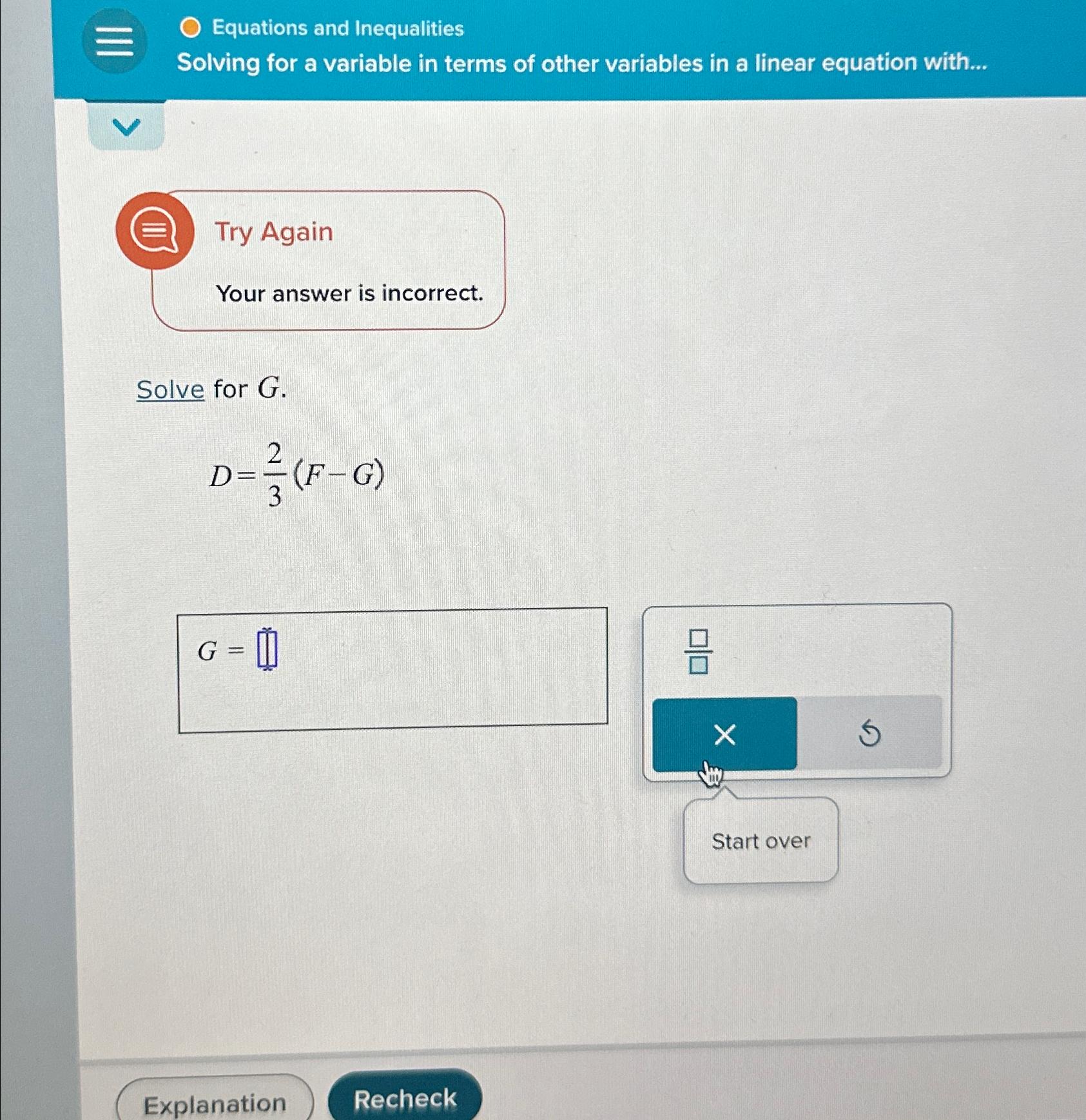 Solved Equations and InequalitiesSolving for a variable in | Chegg.com