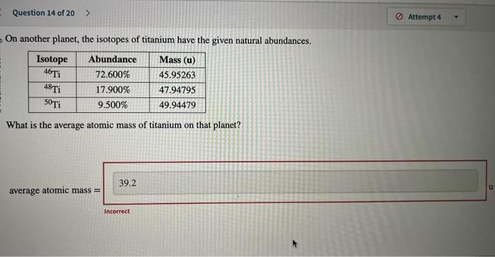 Solved On another planet, the isotopes of titanium have the | Chegg.com